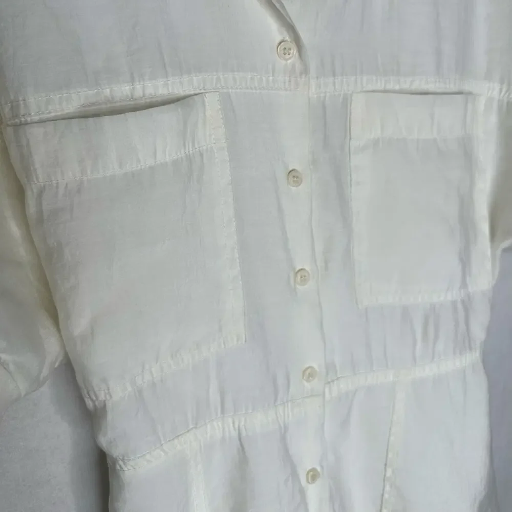 Zara Lined White Short Sleeve Button-Up Lightweight Shirt Short Dress – Sz L